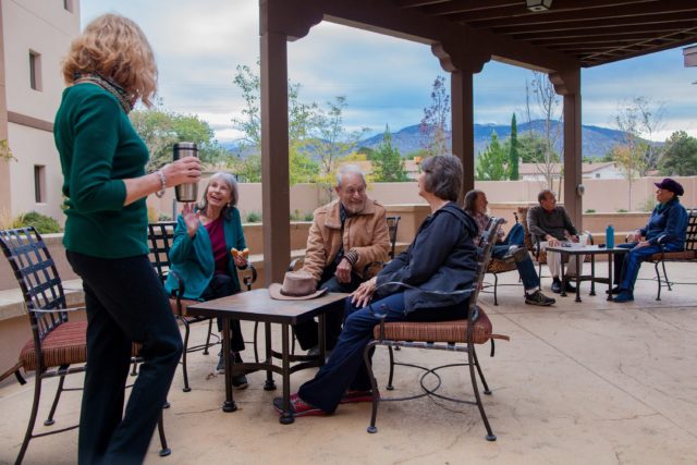 Residents Talking on Patio