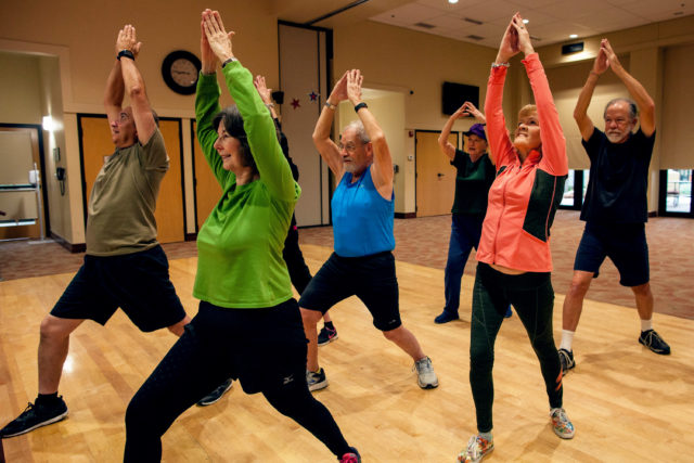 Residents Doing Yoga Stretches