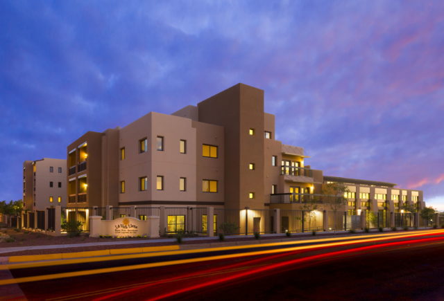 Nueva Vista Building at Night