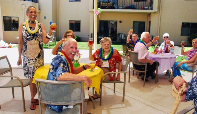 Residents Enjoying a Drink on Patio