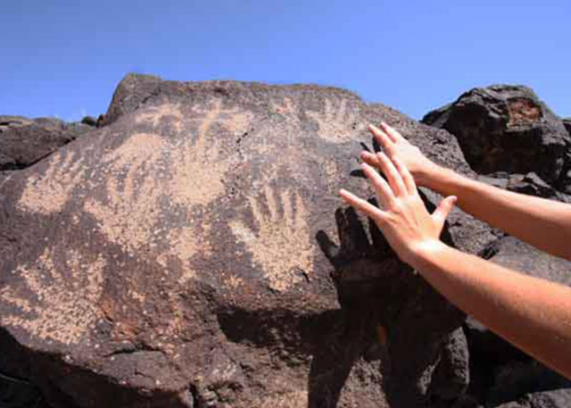 Visitor to Petroglyph National Monument